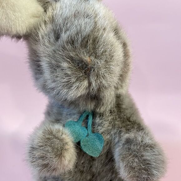 Vintage Gund Light Grey Bunny Rabbit w Green Detail Excellent Condition 11.5” - Picture 7 of 9